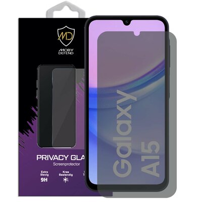 MobyDefend Samsung Galaxy A15 Screenprotector - HD Privacy Glass Screensaver
