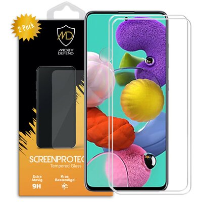 2-Pack Samsung Galaxy A51 Screenprotectors - MobyDefend Case-Friendly Screensavers - Gehard Glas