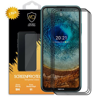 3-Pack Nokia X10 / Nokia X20 Screenprotectors - MobyDefend Screensaver Met Zwarte Randen - Gehard Glas