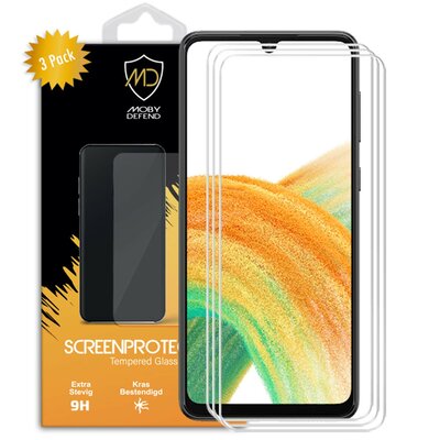 3-Pack Samsung Galaxy A33 Screenprotectors - MobyDefend Case-Friendly Screensavers - Gehard Glas