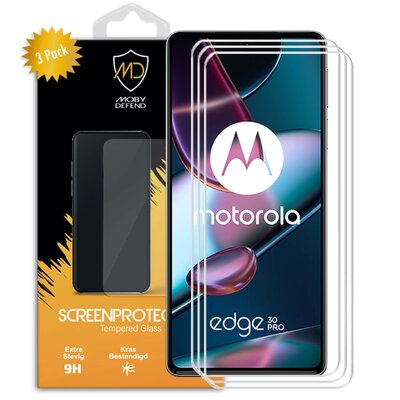 3-Pack Motorola Edge 30 Pro Screenprotectors - MobyDefend Case-Friendly Screensaver - Gehard Glas