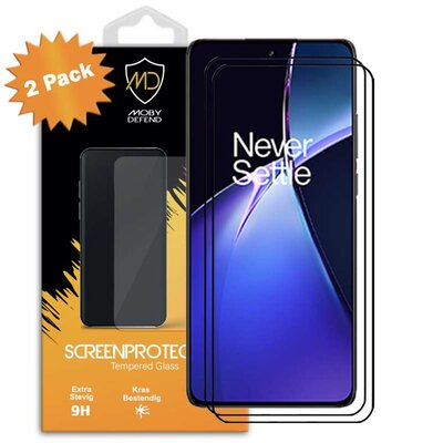 2-Pack OnePlus Nord CE 4 Screenprotectors - MobyDefend Screensaver Met Zwarte Randen - Gehard Glas