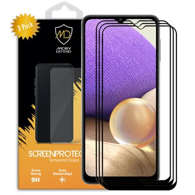 3-Pack Samsung Galaxy A32 (5G) Screenprotectors - MobyDefend Screensavers Met Zwarte Randen - Gehard Glas 