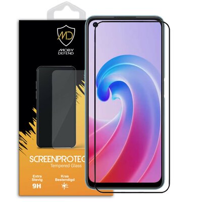 Oppo A96 Screenprotector - MobyDefend Screensaver Met Zwarte Randen - Gehard Glas 