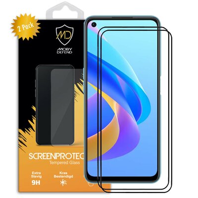 2-Pack Oppo A76 Screenprotectors - MobyDefend Screensavers Met Zwarte Randen - Gehard Glas