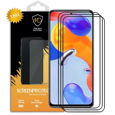 3-Pack Xiaomi Redmi Note 11 Pro / Note 11 Pro 5G / Note 11 Pro+ Screenprotectors - MobyDefend Screensavers Met Zwarte Randen - Gehard Glas
