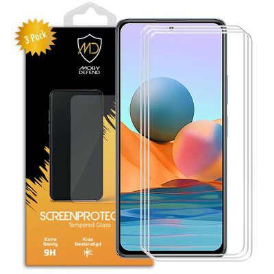 3-Pack Xiaomi Redmi Note 10 Pro Screenprotectors - MobyDefend Case-Friendly Screensavers - Gehard Glas