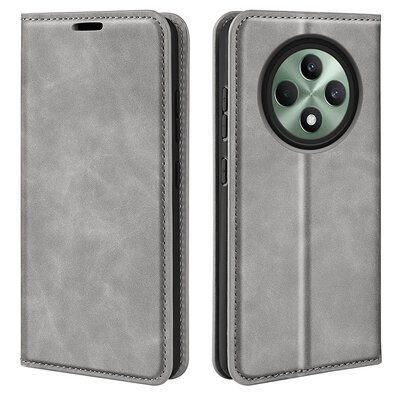 Oppo Reno12 F Hoesje - Luxe Wallet Bookcase (Magnetische Sluiting) - Grijs