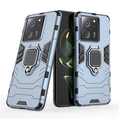 Xiaomi 13T / 13T Pro Hoesje - MobyDefend Dubbelgelaagde Pantsercase Met Standaard - Blauw