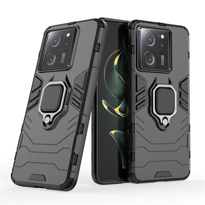 Xiaomi 13T / 13T Pro Hoesje - MobyDefend Dubbelgelaagde Pantsercase Met Standaard - Zwart