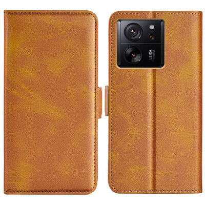 Xiaomi 13T / 13T Pro Hoesje - MobyDefend Luxe Wallet Book Case (Sluiting Zijkant) - Lichtbruin