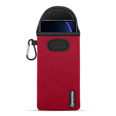 Hoesje voor Xiaomi 13T - MobyDefend Neopreen Pouch Met Karabijnhaak - Insteekhoesje - Riemlus Hoesje - Rood