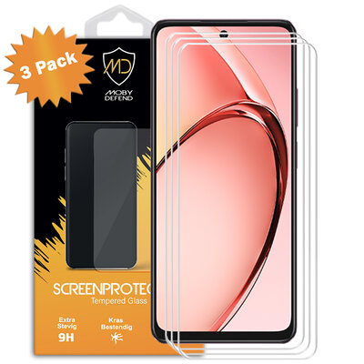 3-Pack Oppo A60 5G Screenprotectors MobyDefend Case-Friendly Screensavers - Gehard Glas