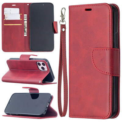 iPhone 12 / iPhone 12 Pro Hoesje - MobyDefend Wallet Book Case Met Koord - Rood