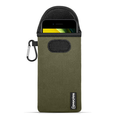 Hoesje voor iPhone 8 - MobyDefend Neopreen Pouch Met Karabijnhaak - Insteekhoesje - Riemlus Hoesje - Groen