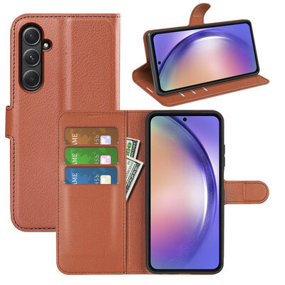 Samsung Galaxy A55 Hoesje - MobyDefend Kunstleren Wallet Book Case (Sluiting Voorkant) - Bruin