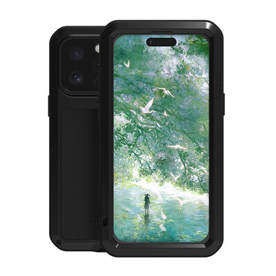 iPhone 16 Pro Max Hoes - Love Mei Metalen Case - Extreme Protection - Zwart