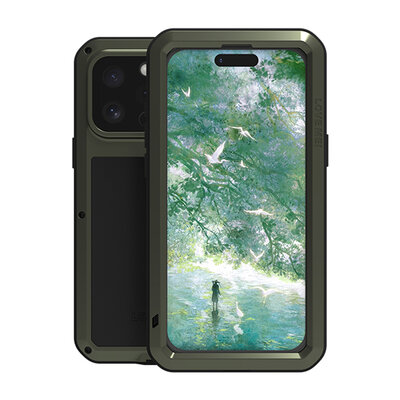 iPhone 16 Pro Max Hoes - Love Mei Metalen Case - Extreme Protection - Groen