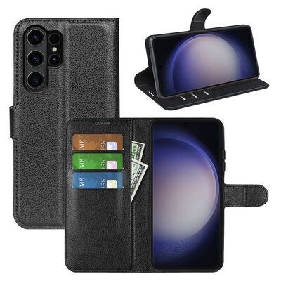 Samsung Galaxy S24 Ultra Hoesje - MobyDefend Kunstleren Wallet Book Case (Sluiting Voorkant) - Zwart