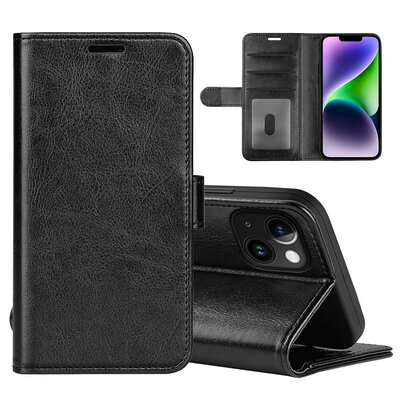 iPhone 15 Plus Hoesje - MobyDefend Wallet Book Case (Sluiting Achterkant) - Zwart