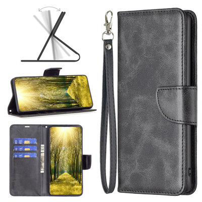 iPhone 15 Plus Hoesje - MobyDefend Wallet Book Case Met Koord - Zwart