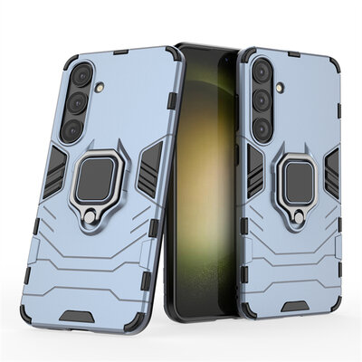 Samsung Galaxy S24 Plus (S24+) Hoesje - MobyDefend Dubbelgelaagde Pantsercase Met Standaard - Blauw