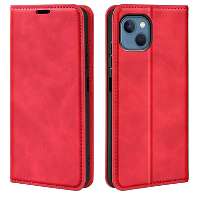 iPhone 14 Hoesje - Luxe Wallet Bookcase (Magnetische Sluiting) - Rood
