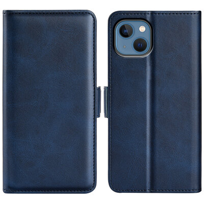 iPhone 14 Hoesje - MobyDefend Luxe Wallet Book Case (Sluiting Zijkant) - Blauw