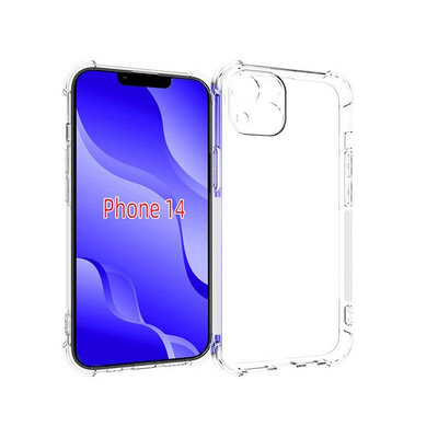 iPhone 14 Hoesje - MobyDefend Transparante Shockproof TPU Backcover - Verstevigde Hoeken - Volledig Doorzichtig