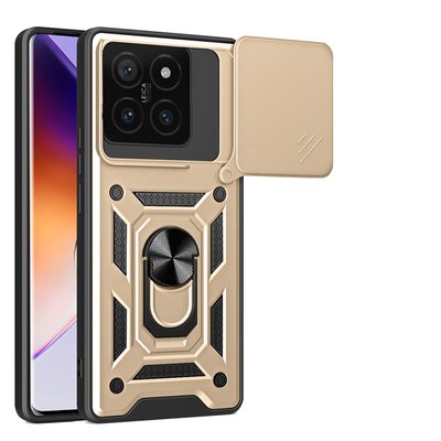Xiaomi 14T Hoesje - MobyDefend Pantsercase Met Draaibare Ring - Goud