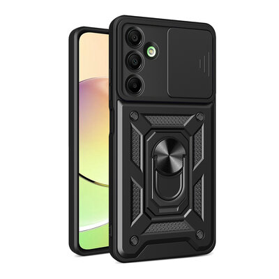 Samsung Galaxy A16 Hoesje - MobyDefend Pantsercase Met Draaibare Ring - Zwart