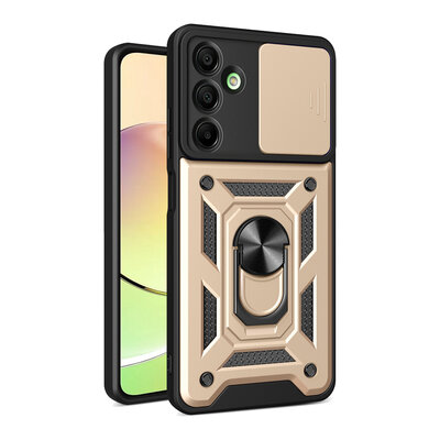 Samsung Galaxy A16 Hoesje - MobyDefend Pantsercase Met Draaibare Ring - Goud