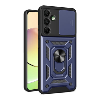 Samsung Galaxy A16 Hoesje - MobyDefend Pantsercase Met Draaibare Ring - Blauw
