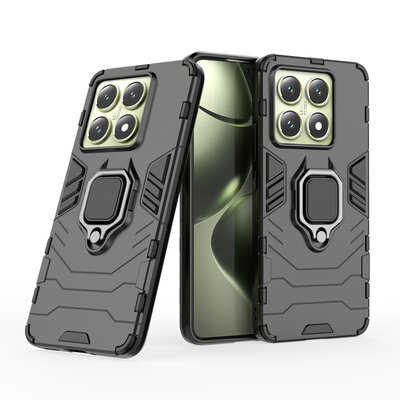 Xiaomi 14T Hoesje - MobyDefend Dubbelgelaagde Pantsercase Met Standaard - Zwart