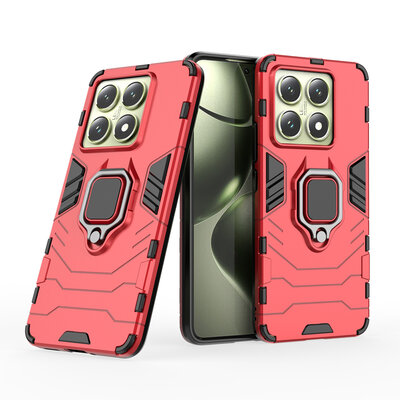 Xiaomi 14T Hoesje - MobyDefend Dubbelgelaagde Pantsercase Met Standaard - Rood