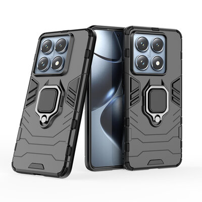 Xiaomi 14T Pro Hoesje - MobyDefend Dubbelgelaagde Pantsercase Met Standaard - Zwart