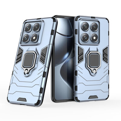Xiaomi 14T Pro Hoesje - MobyDefend Dubbelgelaagde Pantsercase Met Standaard - Blauw