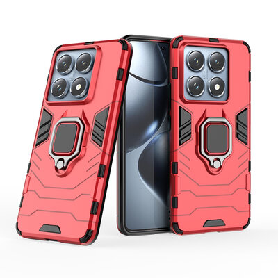 Xiaomi 14T Pro Hoesje - MobyDefend Dubbelgelaagde Pantsercase Met Standaard - Rood