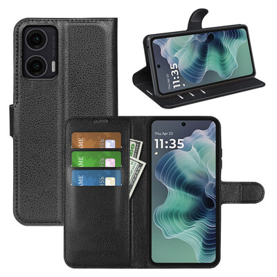 Motorola Moto G35 Hoesje - MobyDefend Kunstleren Wallet Book Case (Sluiting Voorkant) - Zwart