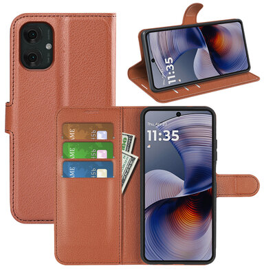 Motorola Moto G55 Hoesje - MobyDefend Kunstleren Wallet Book Case (Sluiting Voorkant) - Bruin