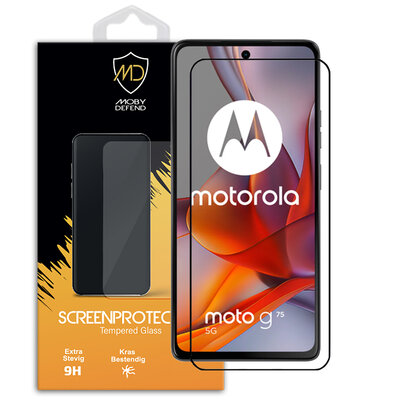 Motorola Moto G75 Screenprotector - MobyDefend Screensaver Met Zwarte Randen - Gehard Glas 