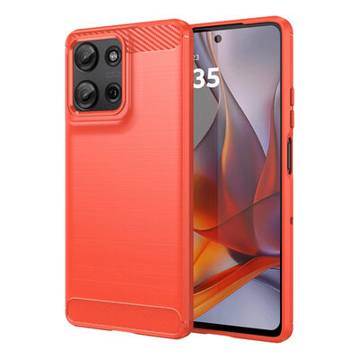 Samsung Galaxy A16 Hoesje - MobyDefend TPU Backcover - Geborstelde Metaal &amp; Carbon-Look - Rood