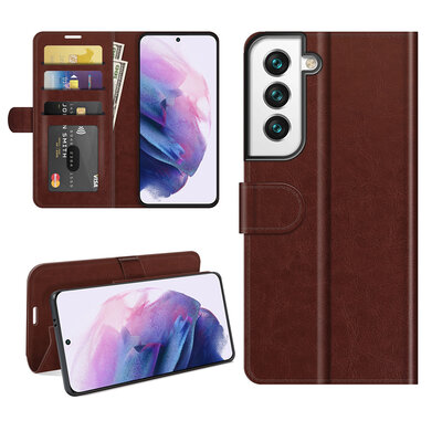 Samsung Galaxy S22 Hoesje - MobyDefend Wallet Book Case (Sluiting Achterkant) - Bruin