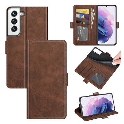 Samsung Galaxy S22 Hoesje - MobyDefend Luxe Wallet Book Case (Sluiting Zijkant) - Bruin