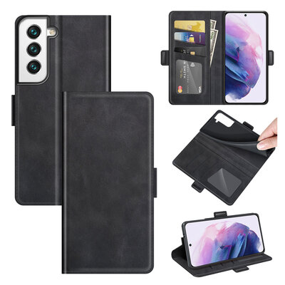 Samsung Galaxy S22 Hoesje - MobyDefend Luxe Wallet Book Case (Sluiting Zijkant) - Zwart