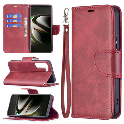 Samsung Galaxy S22 Hoesje - MobyDefend Wallet Book Case Met Koord - Rood