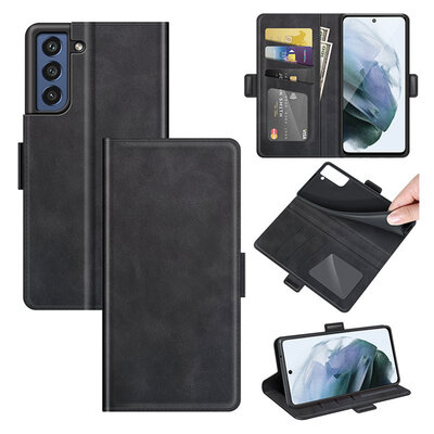 Samsung Galaxy S21 FE Hoesje - MobyDefend Luxe Wallet Book Case (Sluiting Zijkant) - Zwart