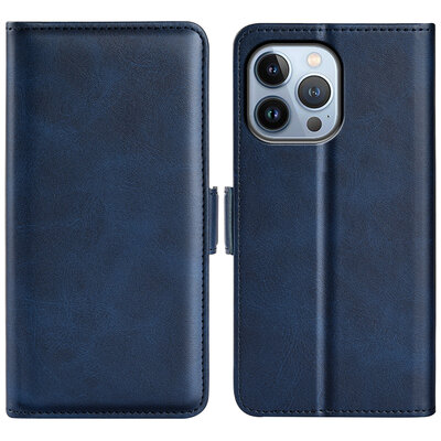 iPhone 14 Pro Max Hoesje - MobyDefend Luxe Wallet Book Case (Sluiting Zijkant) - Blauw
