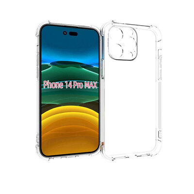 iPhone 14 Pro Max Hoesje - MobyDefend Transparante Shockproof TPU Backcover - Verstevigde Hoeken - Volledig Doorzichtig