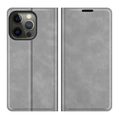 iPhone 13 Pro Hoesje - Luxe Wallet Bookcase (Magnetische Sluiting) - Grijs